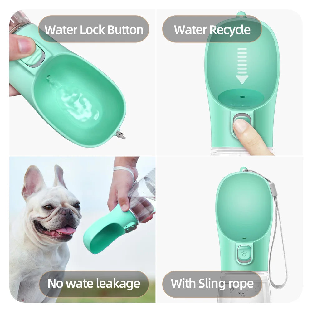 Dog Water Bottle Outdoor Feeder Bowl