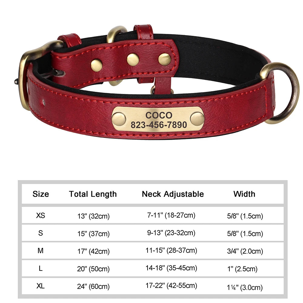 Personalised Engraved PU Leather Dog Collar