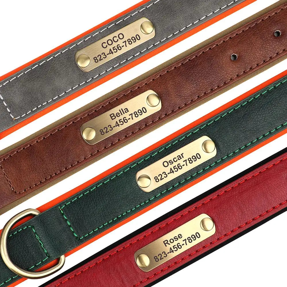 Personalised Engraved PU Leather Dog Collar