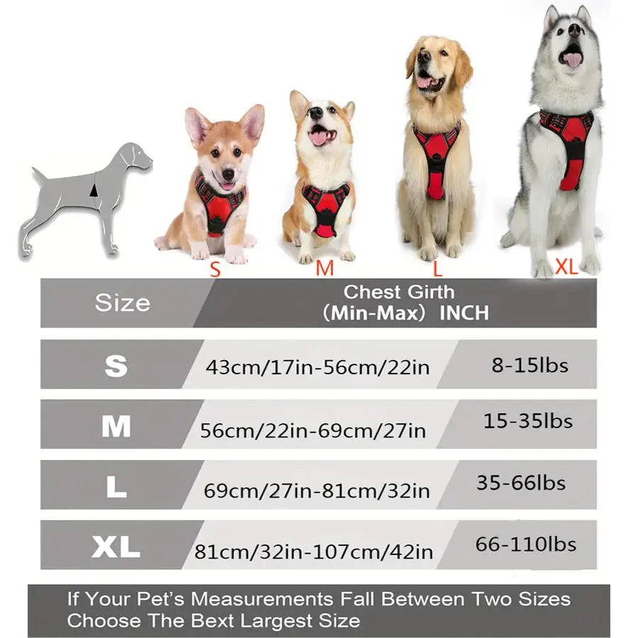 No Pull Front-Clip Reflective Dog Harness