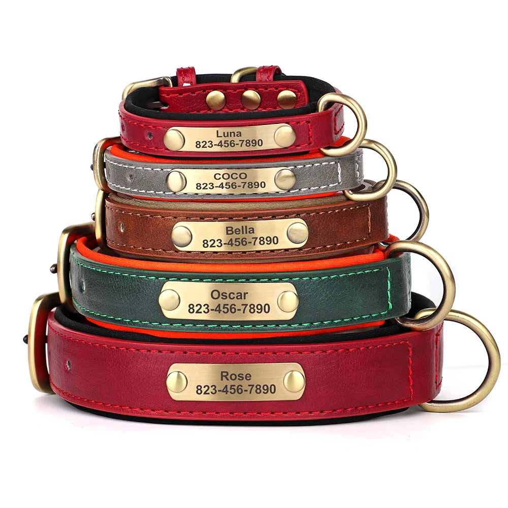 Personalised Engraved PU Leather Dog Collar