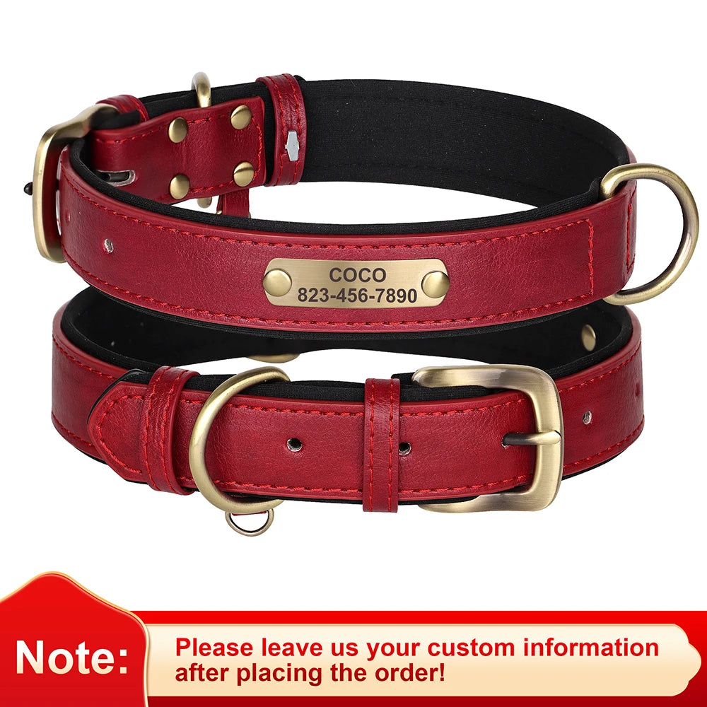 Personalised Engraved PU Leather Dog Collar