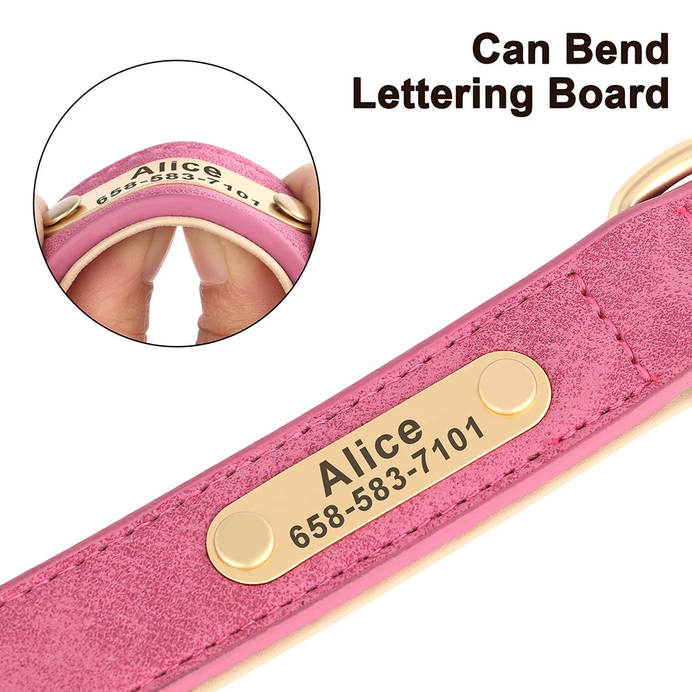 Personalised Engraved PU Leather Dog Collar