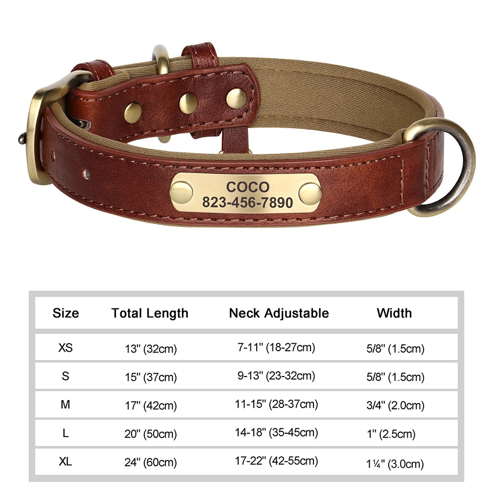 Personalised Engraved PU Leather Dog Collar