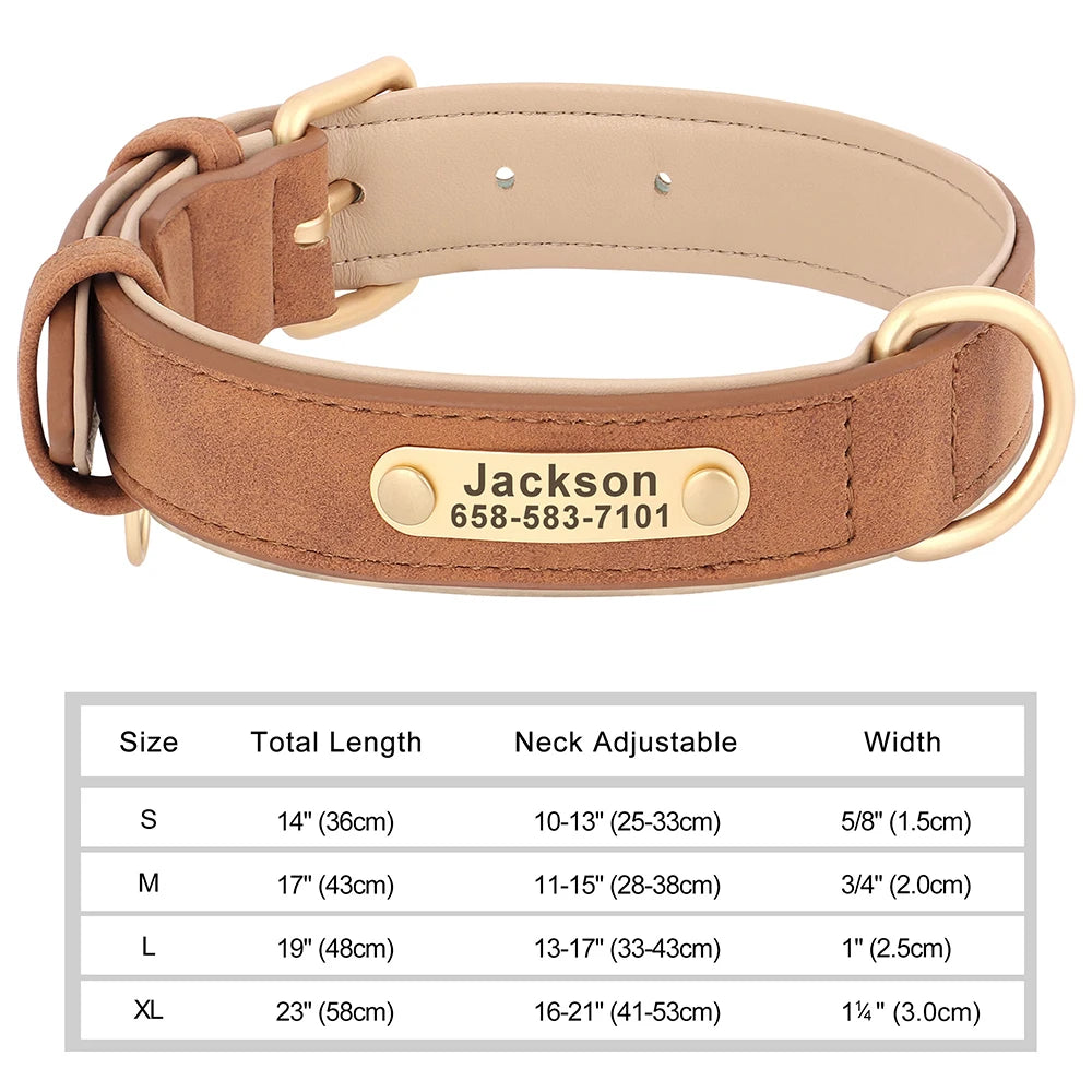 Personalised Engraved PU Leather Dog Collar