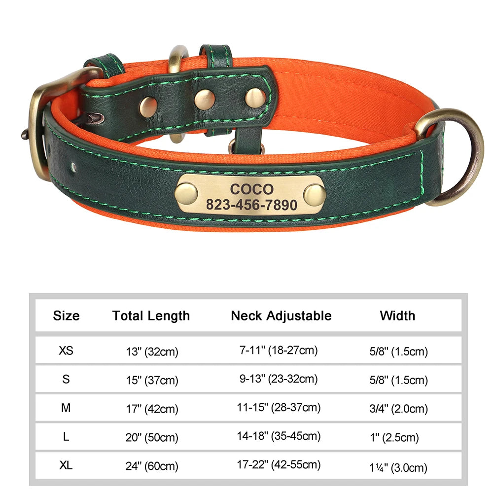 Personalised Engraved PU Leather Dog Collar