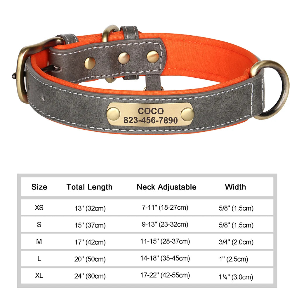 Personalised Engraved PU Leather Dog Collar