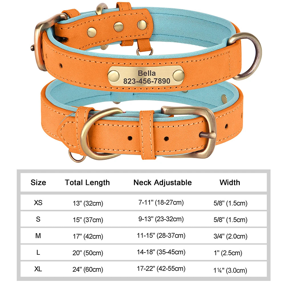 Personalised Engraved PU Leather Dog Collar
