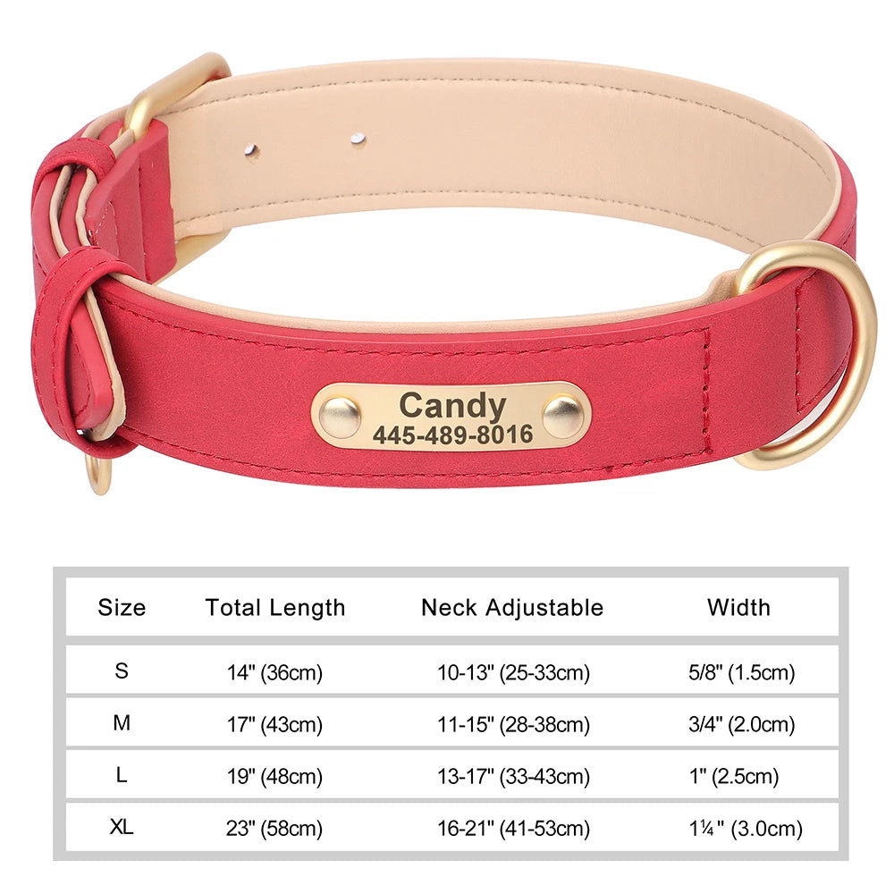 Personalised Engraved PU Leather Dog Collar