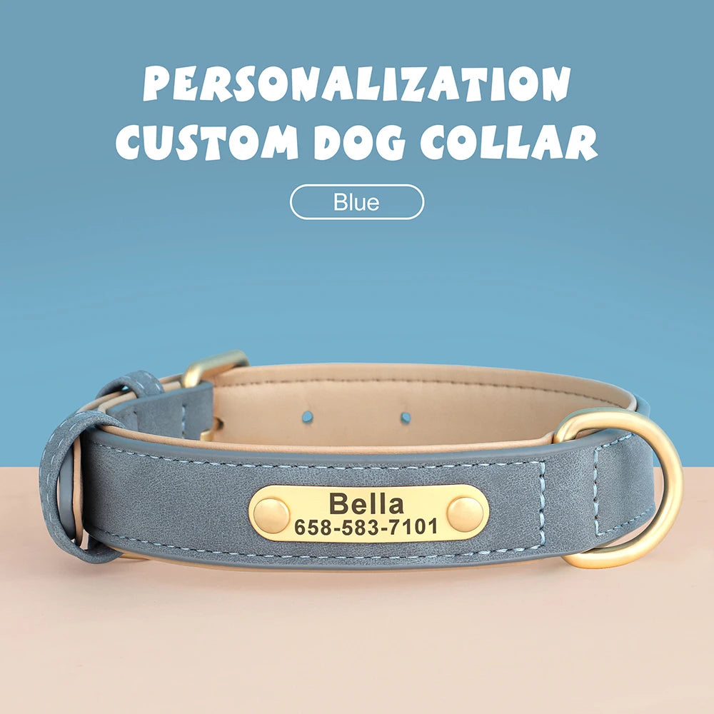Personalised Engraved PU Leather Dog Collar