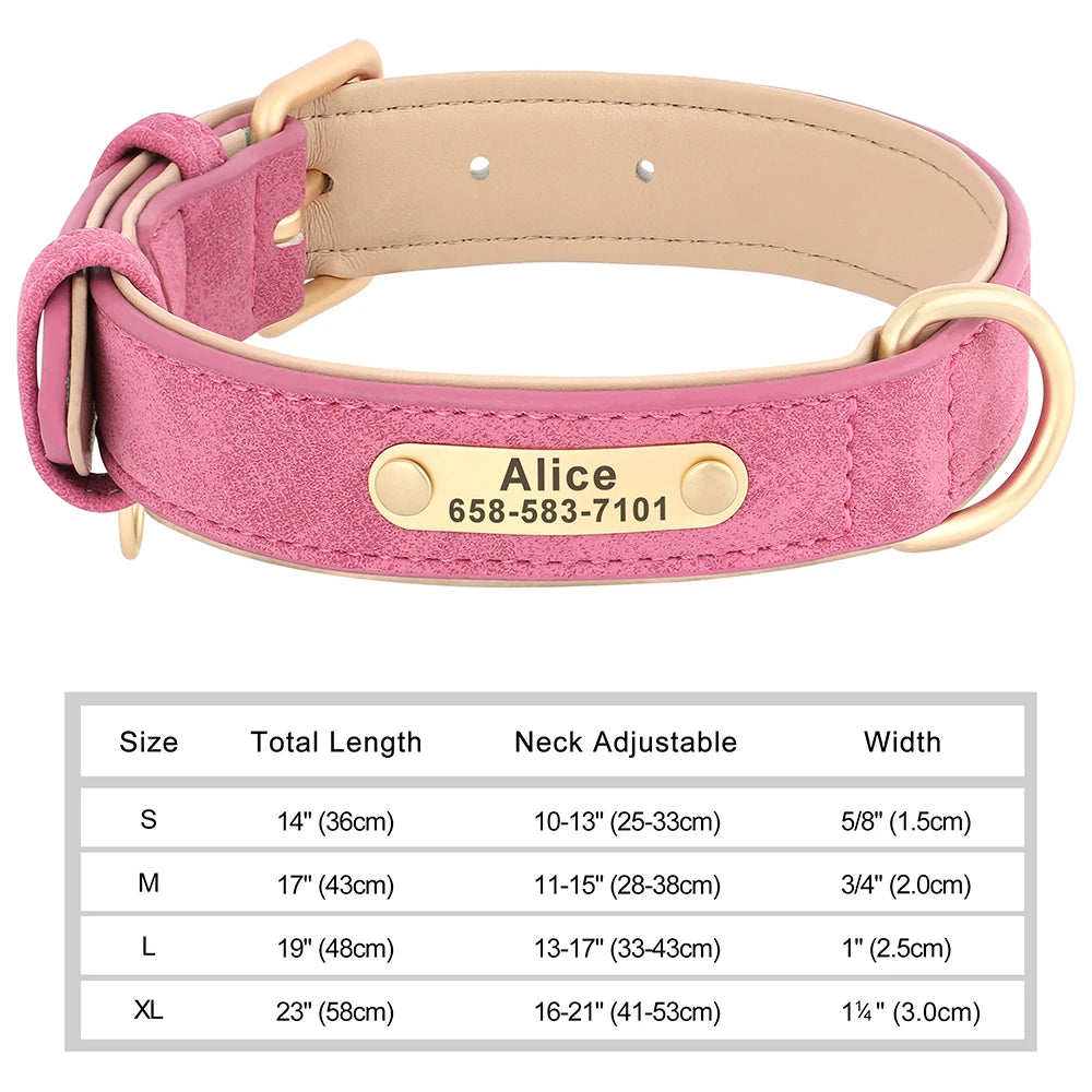 Personalised Engraved PU Leather Dog Collar