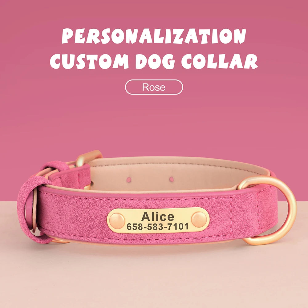 Personalised Engraved PU Leather Dog Collar