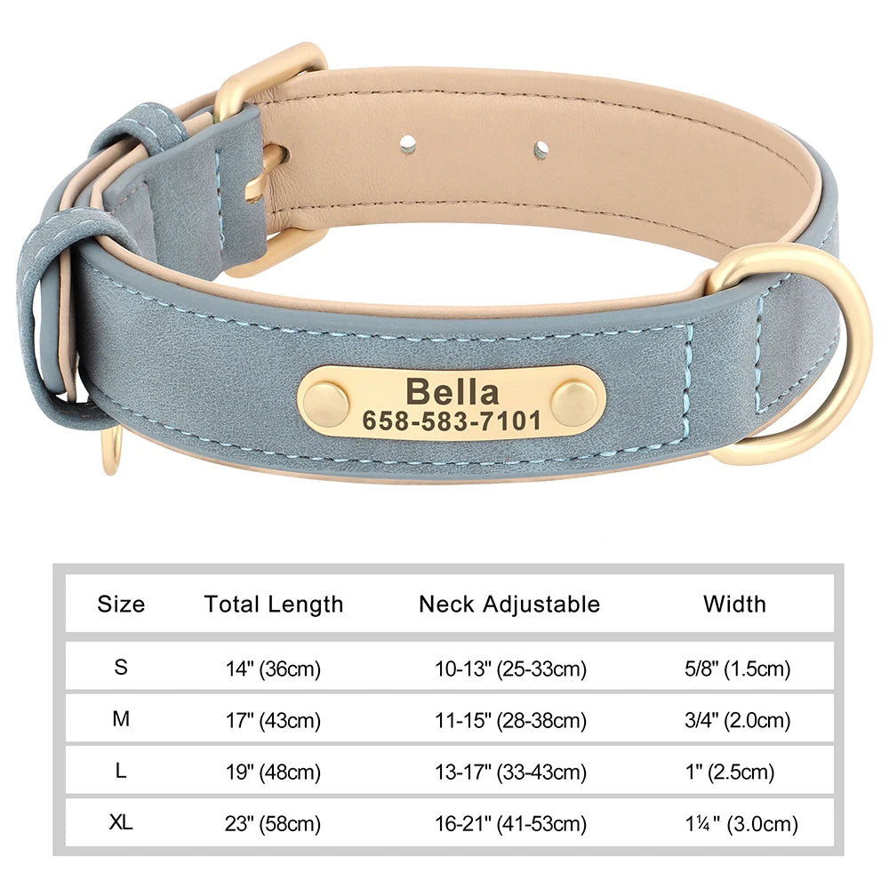 Personalised Engraved PU Leather Dog Collar