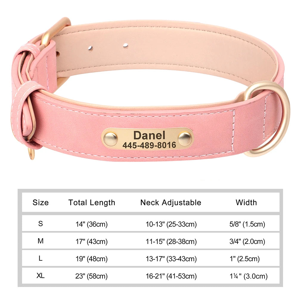 Personalised Engraved PU Leather Dog Collar