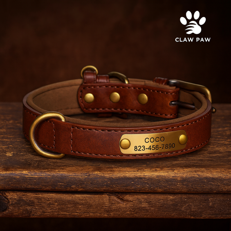 Personalised Engraved PU Leather Dog Collar