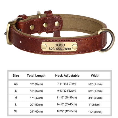 Personalised Engraved PU Leather Dog Collar