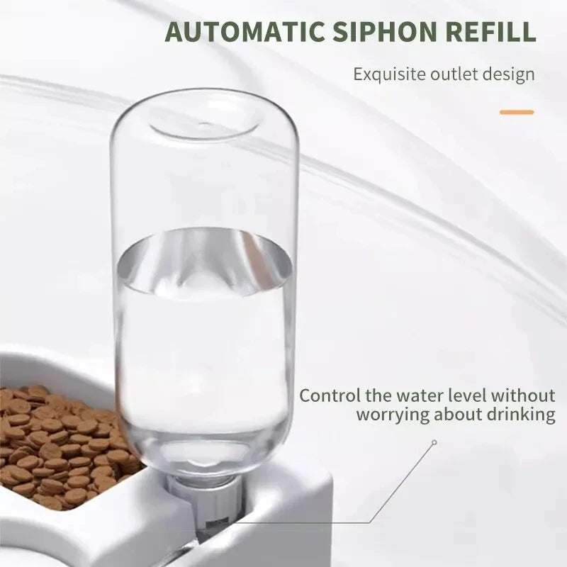 Multi-Functional Pet Bowl with Automatic Water Bottle