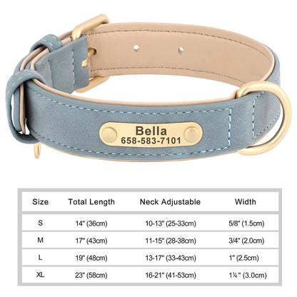 Personalised Engraved PU Leather Dog Collar