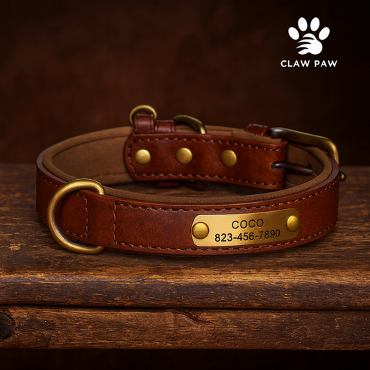 Personalised Engraved PU Leather Dog Collar