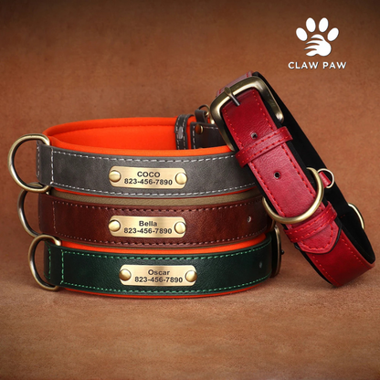 Personalised Engraved PU Leather Dog Collar